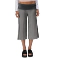 thumbnail image 3 of Inglocry Women Gauchos Pants Fold Over Low Rise Cropped Capris Pants Foldover Wide Leg Flared Yoga Culotte Bottoms Black M, 3 of 6