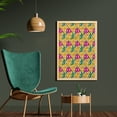 thumbnail image 2 of Skull Wall Art with Frame, Head Bones Print on Colorful Geometric Triangle Background, Printed Fabric Poster for Bathroom Living Room, 23" x 35", Earth Yellow Jade Green, by Ambesonne, 2 of 2