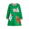 thumbnail image 3 of HILEELANG Little Girls Long Sleeved Dresses Christmas Winter Cotton Casual Cute Green Cat Cartoon Pattern Dress 7Years, 3 of 7