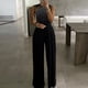 thumbnail image 2 of Mujeres Diamond Solid Halter Jumpsuit Pijamas Casual Pantalones de Pierna Ancha Odeerbi  ODB-6, 2 of 5