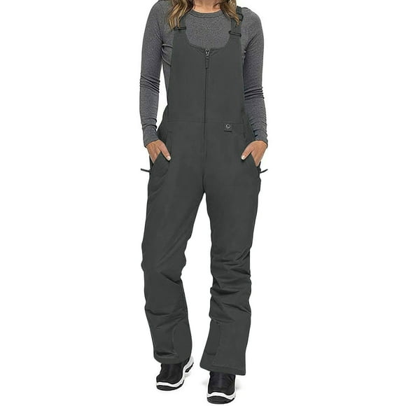UPPADA Womens Winter Snow Overall Sleeveless Adjustable Straps Jumpsuit Waterproof Windproof Warm Bibbed Pants Suit with Pocekts Dressy Fashion Overalls Relaxed Fit Dark Gray,S