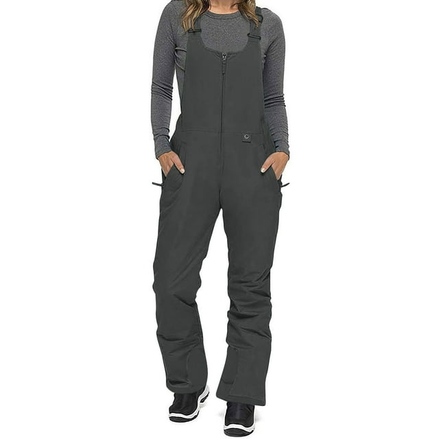 Miqool Women's Ski Snow Bibs Waterproof Windproof Adjustable Insulated Bib Overalls Winter Ripstop Snowboard Pants with Pockets