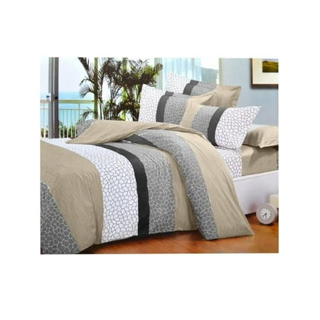 Todd Linen Stone Pattern 3 Pcs Queen Set 1 Duvet Cover 2 Pillow