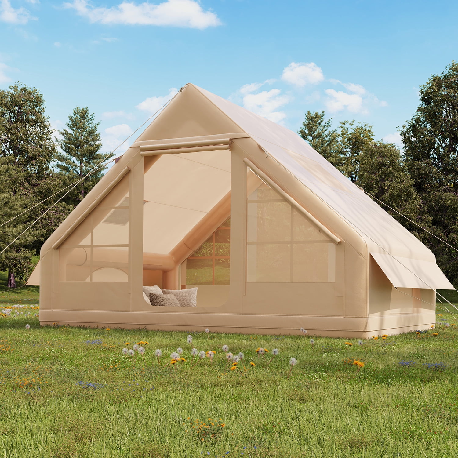 BaPiPro 4-8 Person Inflatable Camping Tent with Pump, Weatherproof Outdoor Shelter with Carry Bag, Easy Setup for Family Camping, Hiking & Backpacking