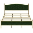 thumbnail image 4 of Tookss Full/Queen /King Size Bed Frame, Velvet Upholstered Platform Bed with Button Tufted Headboard, Heavy Duty Mattress Foundation with Solid Wood Slats Support, No Box Spring Needed, 4 of 10