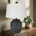 thumbnail image 2 of 28in Rustic Ceramic Pot Table Lamp for Bedroom Living Room Dining Home Office Entryway, Black, 2 of 10