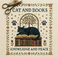 thumbnail image 1 of QIPOPIQ Kit de Point de Croix Chat et Livres Kits de Point de Croix Personnalisés Broderie Commémorative pour Débutants Style Estampé et Compté Cadeaux pour Fans d'Animaux, 1 of 5