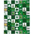 thumbnail image 5 of Green Buffalo Plaid Clover Soft Fleece Throw Blankets for Couch, Saint Patrick Microfiber Bed Blanket, St. Patrick''s Day Gnome, 40x50inch Flannel Blanket Cover for Sofa Travel, for All Seasons, 5 of 6