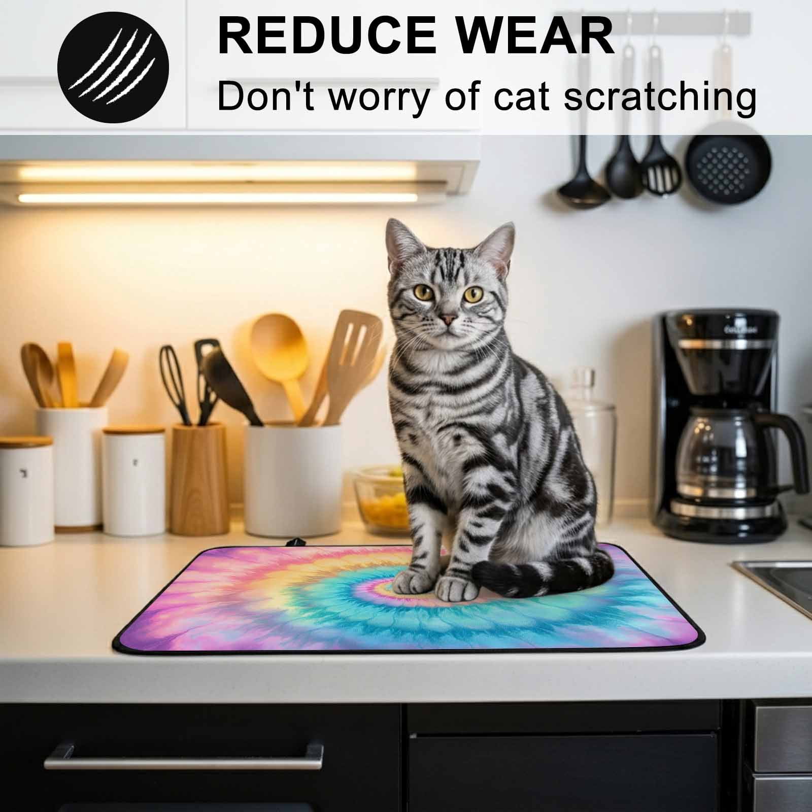 Colorful Tie Dye Stove Top Cover for Electric Stove, Heat-proof & Non Slip Glass Top Stove Cover Protector, Rainbow Ombre Abstract Pattern Art Kitchen Flat Cooktop Rubber Mat 24x21 Inches