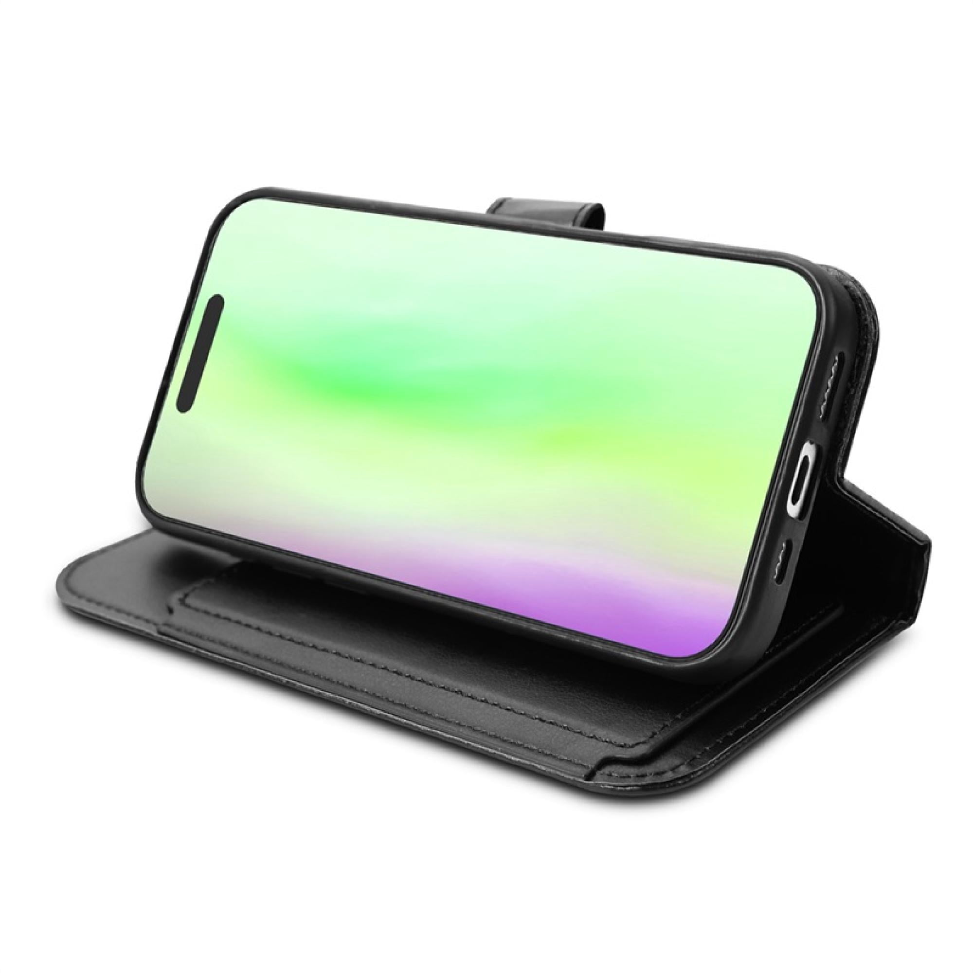 Wallet Folio Case for Apple iPhone 17 Pro– Black / Black, Flip Cover with Card Slots & Stand Function