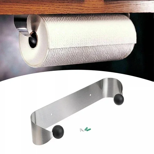 Paper Towel Holder Under Cabinet Wall Mount Stainless Steel Rack Kitchen