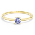 thumbnail image 2 of Gem Stone King 10K Yellow Gold Blue Tanzanite Solitaire Engagement Ring for Women (0.18 Cttw, Round 3.5MM, Gemstone December Birthstone, Size 7), 2 of 6