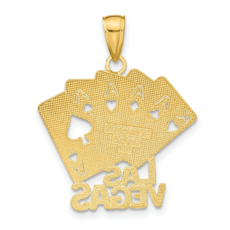 Carat in Karats 14K Yellow Gold Las Vegas With Playing Cards Pendant Charm  (25.5mm x 22.7mm) 