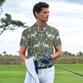 thumbnail image 5 of Balery Deer And Flowers Printed Men’s Short Sleeve Polo Shirt, Midweight Men's Shirt,Golf Polo shirts -X-Large, 5 of 8