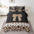thumbnail image 2 of jejeloiu Cute Cartoon Bowtie 7-Piece Bedding Comforter Set,Kawaii Leopard Print King Bedding Sets,Brown Black White Bed Sheets For Teens,Super Cozy Room Decor Reversible, 2 of 8