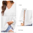 thumbnail image 4 of Sudadera de mujer Poliéster Manga larga Cuello en V Hombro caído Diseño de ventilación Jersey suelto transpirable Blusa de mujer Top Blanco S, 4 of 5