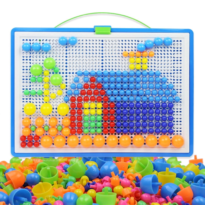 592X Mosaic Peg Board Jigsaw Puzzle Mushroom Nails Early Educational Kids Toys