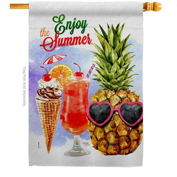 Breeze Decor H106091-BO Summer Sweets Summertime Fun & Sun 28 x 40 in. Double-Sided Decorative Vertical House Flags for Decoration Banner Garden Yard Gift