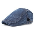 thumbnail image 2 of Unisex Vintage Washed Denim Newsboy Hats Flat Ivy Gatsby Cabbie Driving Berets Hat Cotton Dad Cap for Men Women, 2 of 8