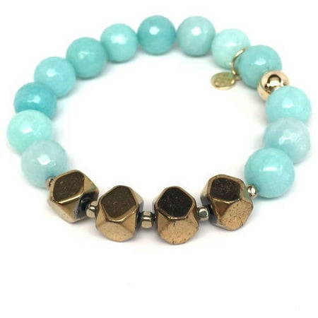 Julieta Jewelry Aqua Quartz Enchanted 14kt Gold over Sterling Silver Stretch Bracelet