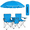 blue, variant on 2-person Camping Chair With Canopy, Folding Camp Chairs With Cup Holder, Cooler & Carry Bag, Table, 2 Person Portable Beach Chair, Detachable Canopy For Picnic Fishing, Outdoor Barbecue, Courtyard