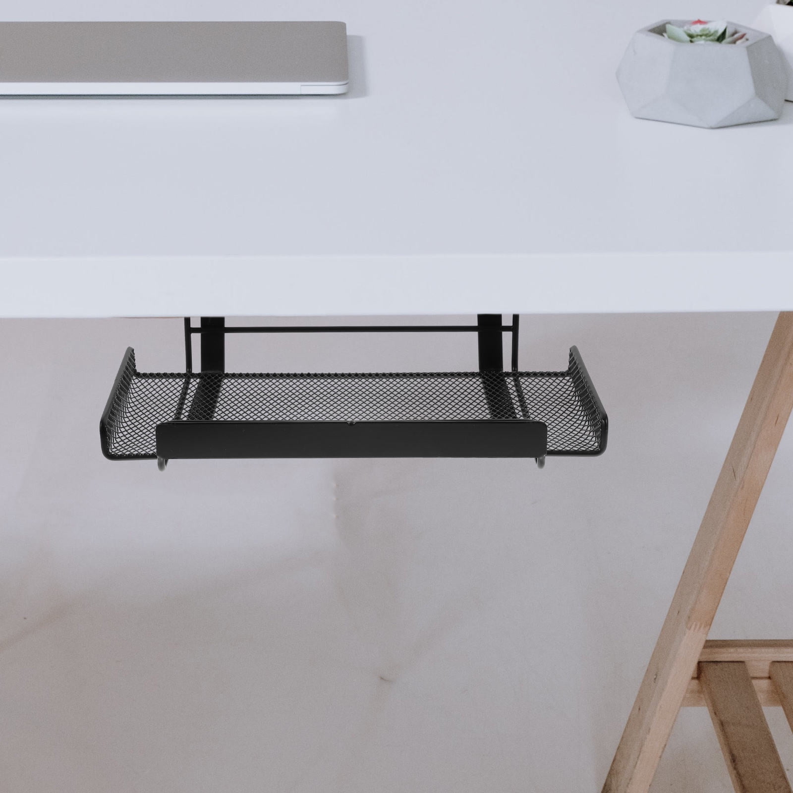 FUEENIRVA Black Under Desk Cable Management Tray, Wire Organizer Rack for Office and Home Use, 1 Pack Storage Solution