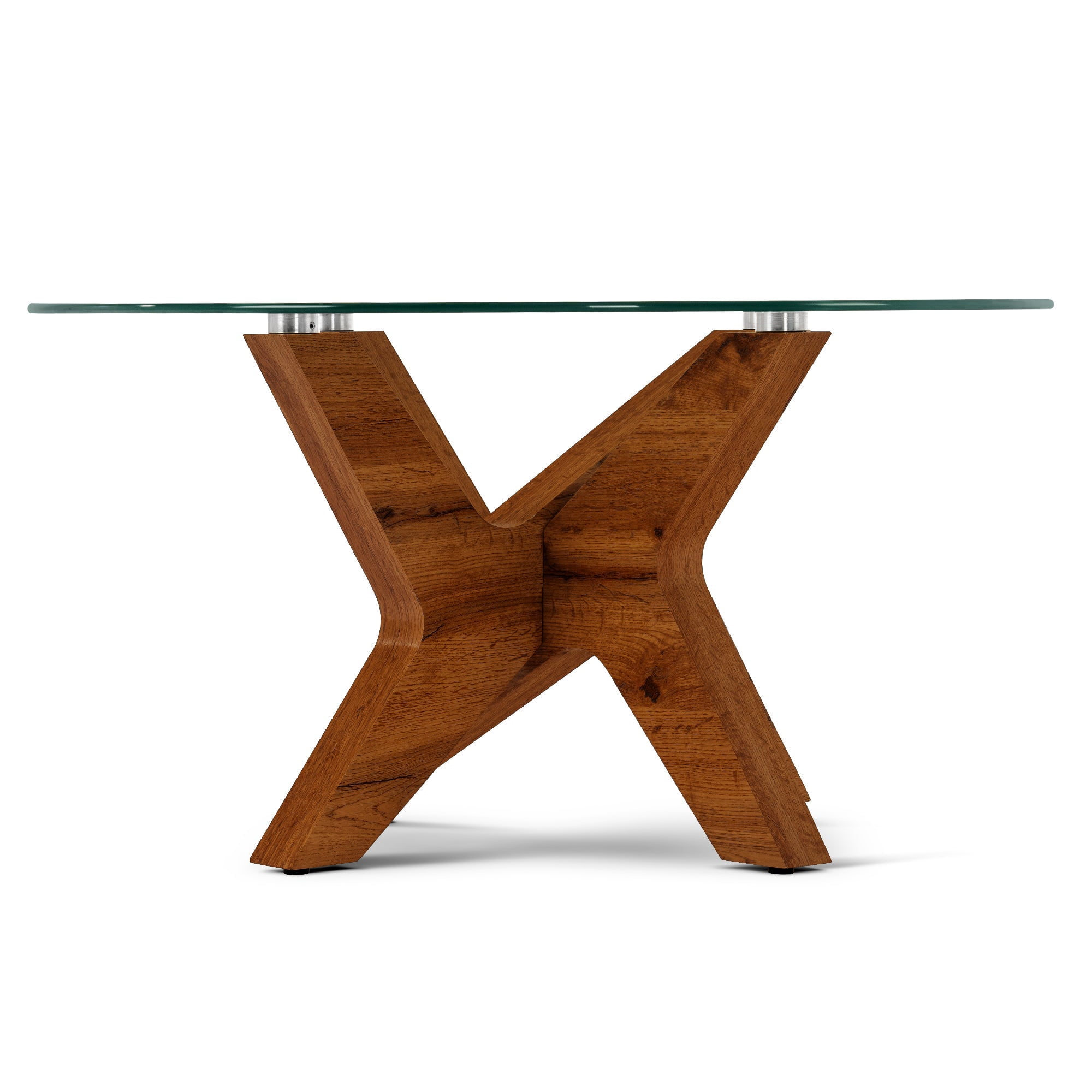 Ivinta 31.5" Round Coffee Table with Tempered Glass Top and Natural Wood Frame for Living Room