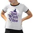 thumbnail image 2 of Bad Witch Vibes Ringer Tee Shirt Unisex Medium White/Black, 2 of 5