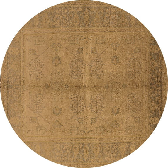 Ahgly Company Indoor Round Oriental Brown Industrial Area Rugs, 7' Round