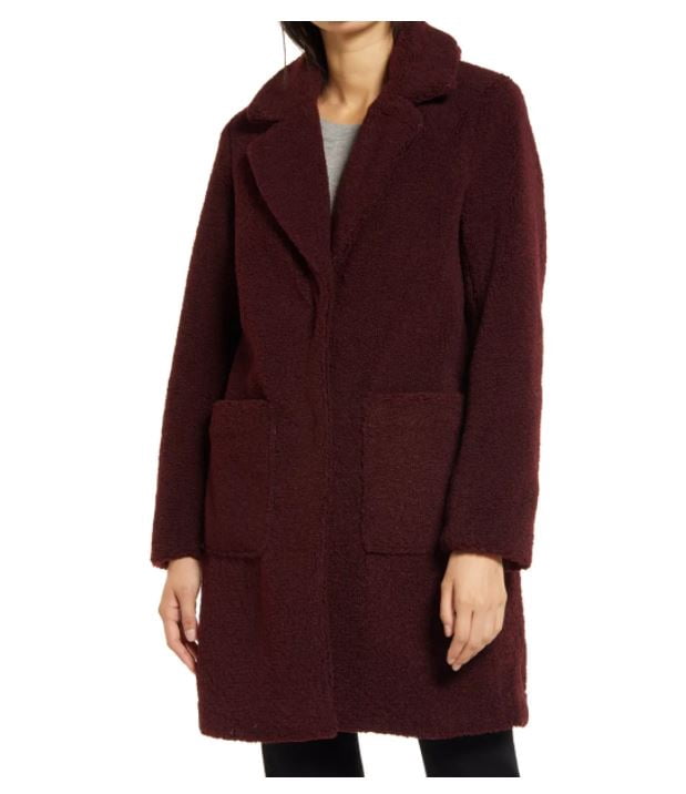 Wine Faux-Fur Teddy Coat, XS - Walmart 