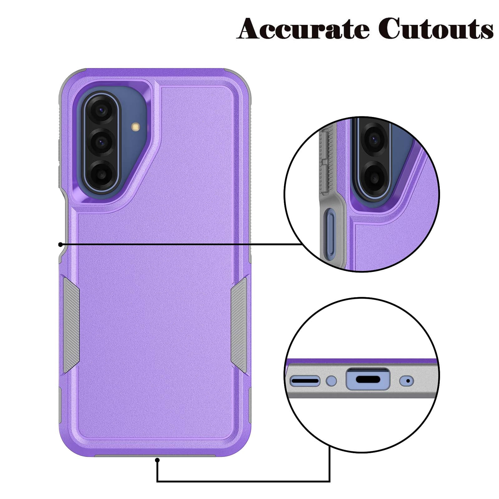 NJJEX Samsung Galaxy A17 5G Case,Sturdy Phone Case for Samsung A17 5G, Shockproof Protection Heavy Duty Armor Hard Plastic & Rubber Rugged Bumper 2-in-1 Case Cover-Purple