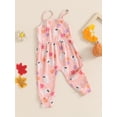 thumbnail image 3 of Suealasg Baby Girls Rompers Pants Halloween Clothes 6M 1T 2T 3T Toddler Girls Ghost/Pumpkin Flower/Pumpkin Pie Print Spaghetti Strap Jumpsuits, 3 of 7