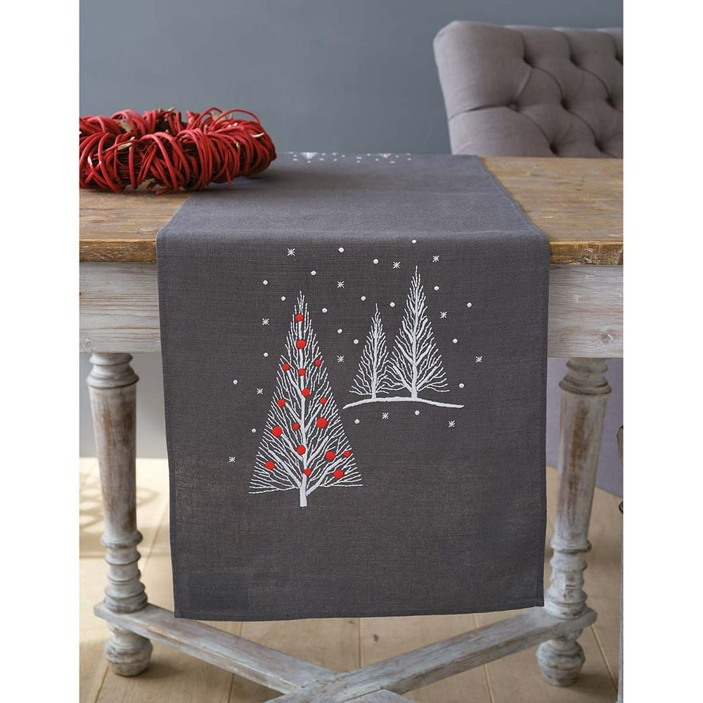 Vervaco® Christmas Trees Table Runner Stamped Embroidery Kit - Walmart ...