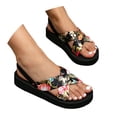 thumbnail image 3 of IWRICH Platform Sandals for Women Summer Casual Bohemian Sandals Beach Vacations Open Toe Sandals with Elastic Ankle Straps Black 8, 3 of 8