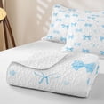 thumbnail image 4 of spefrowx Cute Polka Dot Bow Bed Spread Queen for Girls, Blue Cartoon Watercolor Queen Coverlet Set, 3pcs, 4 of 7