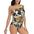 thumbnail image 5 of Balery Cute Dog One Shoulder Swimsuits for Women Ruffle Swimsuits Tummy Control One Shoulder Bathing Suits-Large, 5 of 8