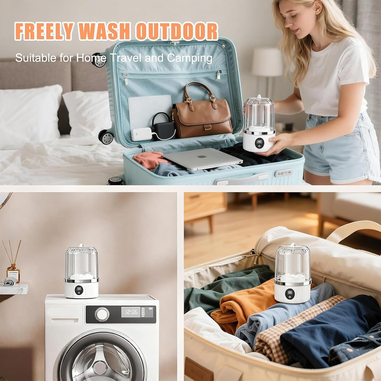 Mini Portable Washing Machine, 1L Small Electric Underwear Washer, Portable Washing Machine for Travel, Camping, Hotel, Apartment and Dorm Use (Blue)