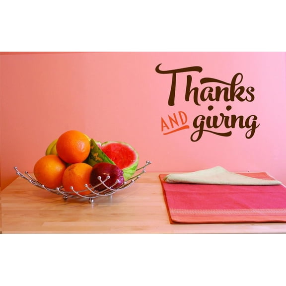Custom Decals Thanks And Giving Wall Art Size: 20 X 20 Inches Color: Multi