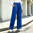 thumbnail image 2 of GERsome Women's Fleece Wide Leg Pants Drawstring Elastic Waist Lounge Sweatpants with Pockets Winter Casual Trousers Size 2XL, 2 of 6