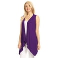 thumbnail image 3 of Made by Johnny Women's Lightweight Sleeveless Draped Open Cardigan L DARK_PURPLE, 3 of 6