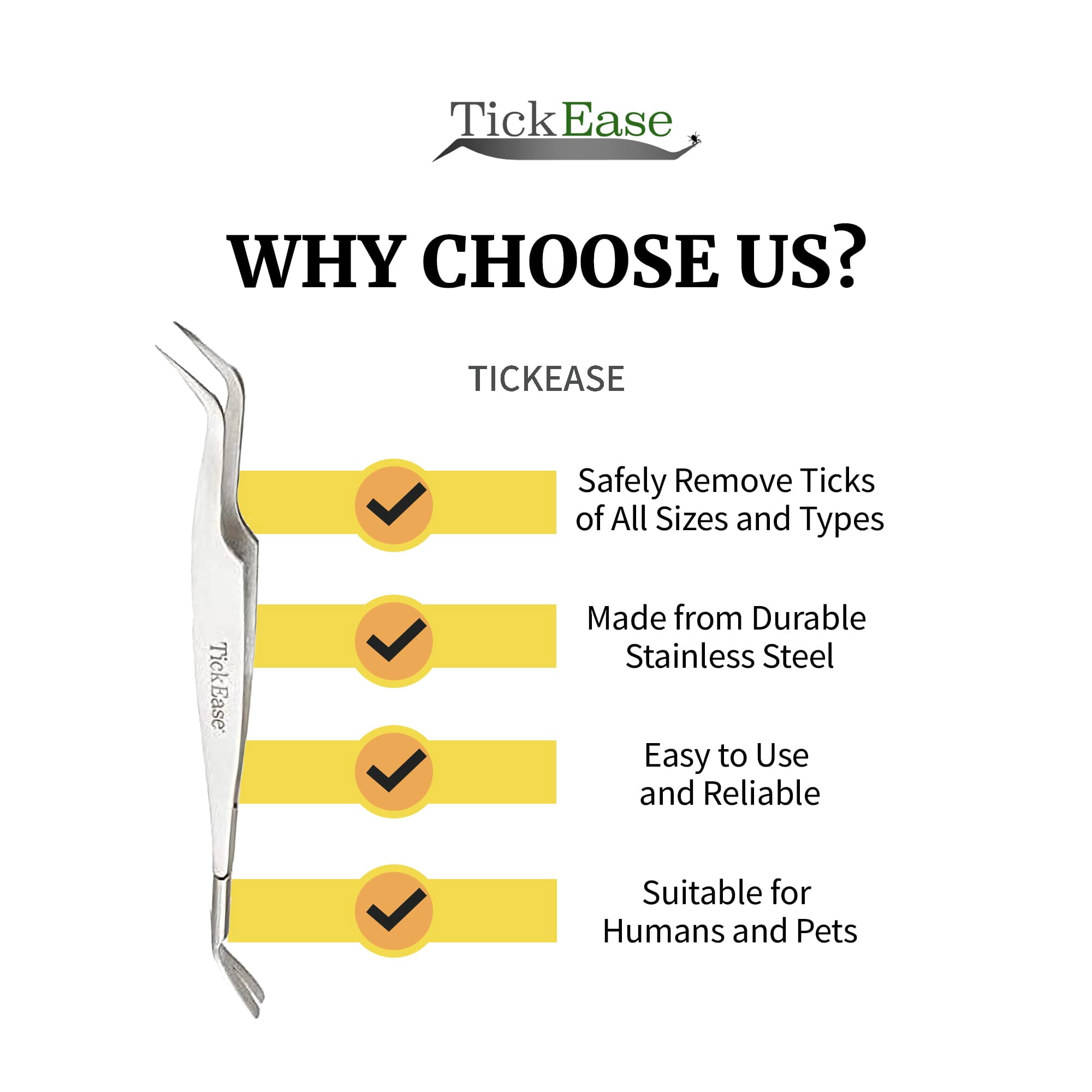 TickEase Tick Remover Dual Tipped Tweezers