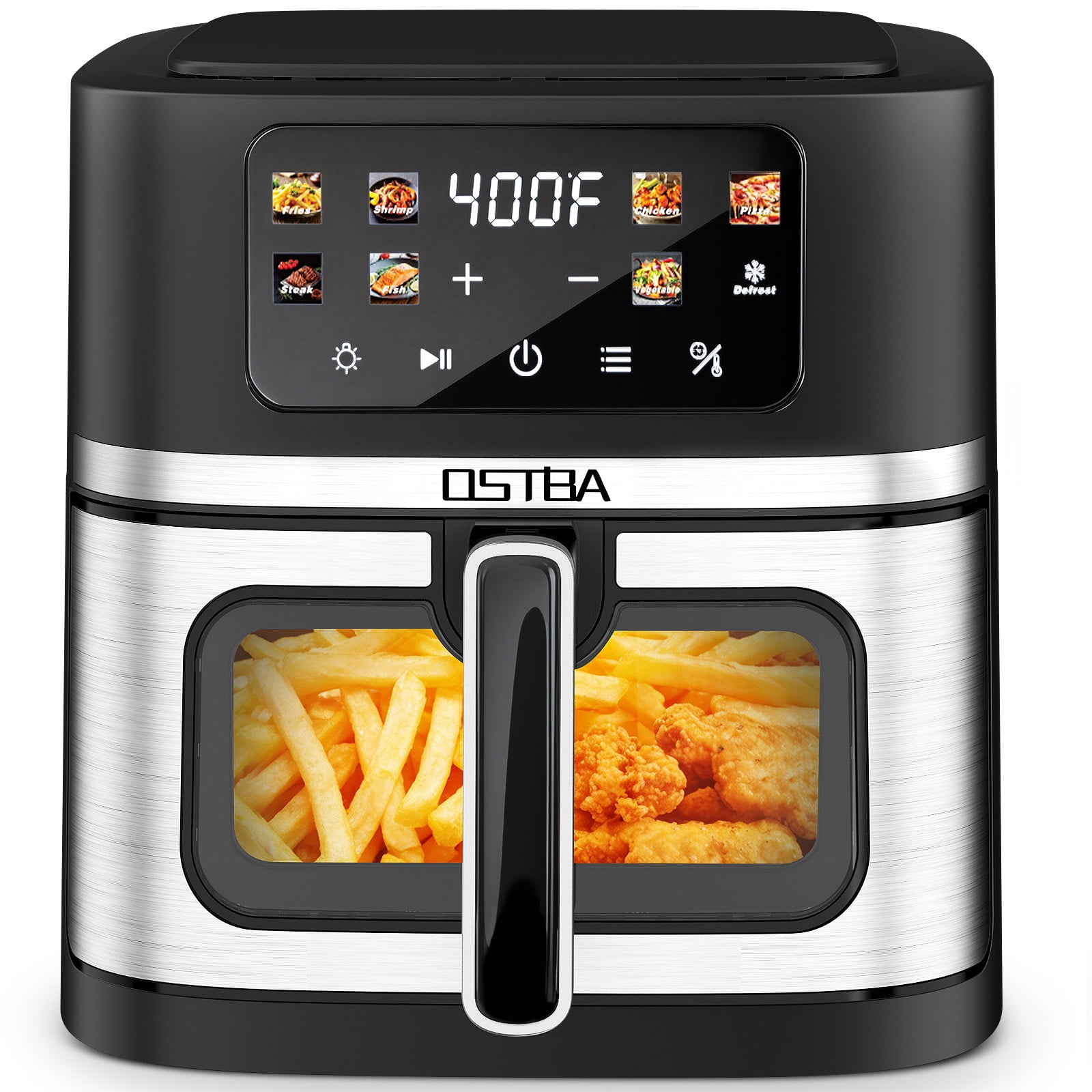OSTBA 8.5QT Air Fryer with Viewing Window & Light, 1700W Digital Hot Air Fryer, 8 Presets, Defrost Function, Nonstick Dishwasher Safe Basket, Family Size Air Fryer, Black