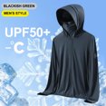 thumbnail image 2 of cllios Mens Sun Protection Shirts Hooded UPF 50+ Long Sleeve Fishing Shirt with Mask UV Neck Gaiter Full Zip up Hoodie with Pockets, 2 of 4