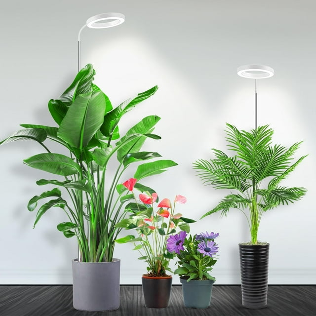 Grow Lights for Indoor Plants Full Spectrum ;; Plant Light with Gooseneck Colors Modes and Dimmable Levels Timer LEDs Height Adjustable Grow Lamp for L