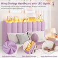 thumbnail image 3 of Ourlova Full Size Boucle Upholstered Platform Bed Frame with Wavy Headboard and Storage Bookcase- 2 Drawers- No Box Spring Needed- Purple - Functional and Modern Design, 3 of 7