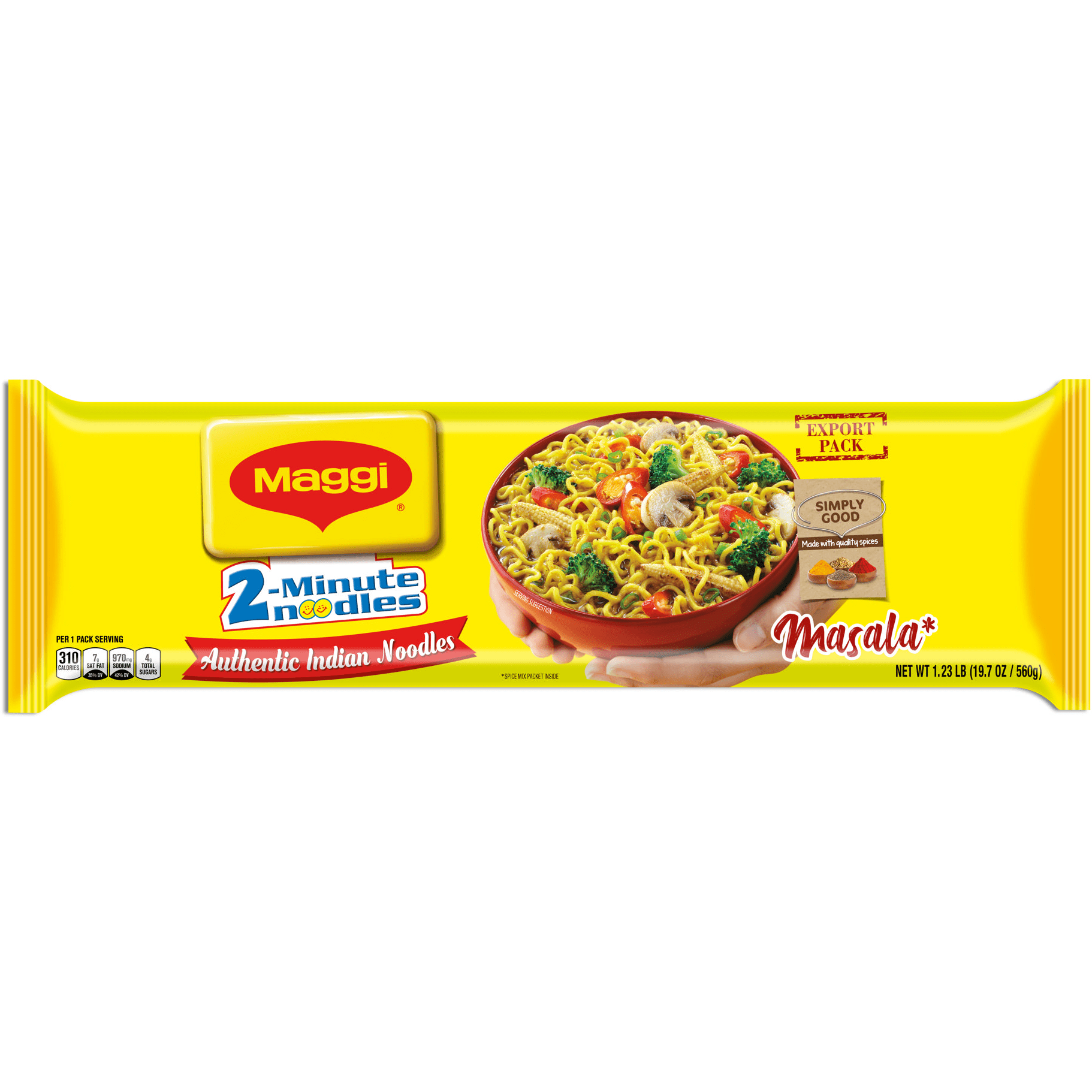 Maggi Masala Instant Noodles – 560g (2-Pack) | Authentic Indian Spices | Quick 2-Min Meal