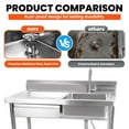 thumbnail image 5 of Stainless Steel Utility Sink, 40 Inch Farmhouse Indoor and Outdoor Sink, Free Standing Single Bowl Sink with Drawer & Cold and Hot Water Pipe and Workbench for Laundry Room Garage, 5 of 11