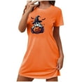 thumbnail image 3 of Oksale Halloween Night Gowns for Women Short Sleeve Nightgowns Cute Graphic Night Gown Casual Crew Neck Short Sleep Dress Soft Comfortable Loungewear Orange XXL, 3 of 4
