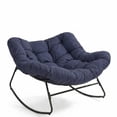 thumbnail image 4 of Dovov Oversized Papasan Rocking Chair, Indoor Outdoor Rocking Chair Patio Egg Chair with Cushion, Heavy Duty Steel Papasan Rocker Lounge Chair for Porch Balcony Nursery Living Room, Navy Blue, 4 of 11