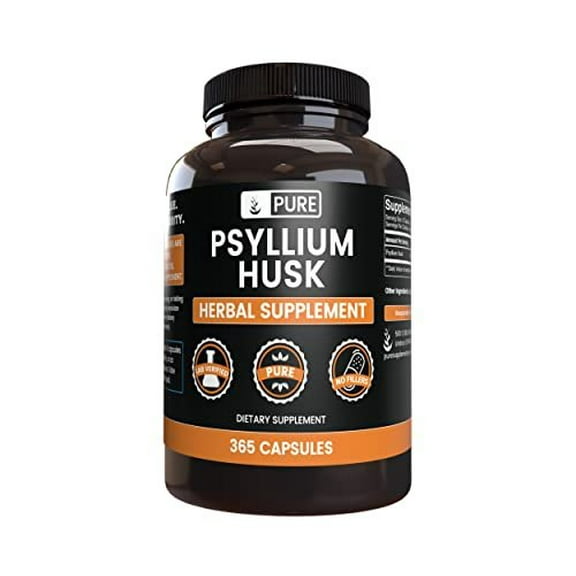 PURE ORIGINAL INGREDIENTS Psyllium Husk 365 Capsules No Magnesium Or Rice Fillers, Always Pure, Lab Verified